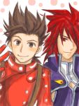  brown_eyes brown_hair father_and_son kratos_aurion lloyd_irving male red_eyes redhead short_hair smile tales_of_symphonia 