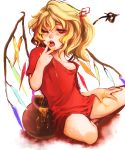  flandre_scarlet hands highres honey licking shiro_(hakukosui) touhou wings wink 