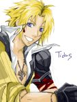  blonde_hair blue_eyes earrings final_fantasy male necklace short_hair smile solo tidus 