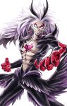  1boy abs absurdres black_hair bodysuit close_(go!_princess_precure) earrings evil_grin evil_smile fingernails go!_princess_precure grin highres jewelry keyhole long_hair male_focus multicolored_hair muscular muscular_male pointy_ears precure red_eyes sharp_fingernails sharumon skin_tight smile solo streaked_hair toned toned_male veins white_hair 