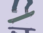  1boy absurdres avogado6 blue_pants commentary_request from_side head_out_of_frame highres male_focus original pants shoes simple_background skateboard skateboarding solo 