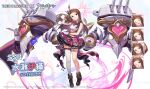  1girl artist_request azur_lane brown_hair closed_eyes full_body highres idolmaster idolmaster_(classic) long_hair looking_at_viewer minase_iori official_art one_eye_closed open_mouth pink_skirt plaid plaid_skirt promotional_art single_thighhigh skirt smile solo thigh-highs violet_eyes white_legwear 