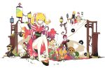  alice_margatroid alternate_costume alternate_hairstyle bare_shoulders blonde_hair blue_eyes doll flower highres ideolo japanese_clothes kimono obi puppet sash sitting spread_legs tagme thighs touhou twintails white_background 