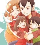  2boys 2girls bandana black_hair brother_and_sister brown_hair caroline_(pokemon) closed_eyes earrings family father_and_daughter father_and_son glasses group_hug gym_leader hagino_aki hug husband_and_wife jewelry lowres max_(pokemon) may_(pokemon) mother_and_daughter mother_and_son multiple_boys multiple_girls norman_(pokemon) pokemon pokemon_(anime) pokemon_rse_(anime) red_bandana short_hair short_hair_with_long_locks siblings smile 