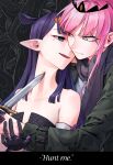  2girls bangs blue_eyes blunt_bangs eyebrows_visible_through_hair gloves grey_eyes guiyu_(nocaudal) highres holding hololive hololive_english jacket knife knife_to_throat long_hair mole mole_under_eye mori_calliope multiple_girls ninomae_ina&#039;nis open_mouth pink_hair pointy_ears purple_hair red_eyes scar scar_across_eye scarf tentacle_hair virtual_youtuber 