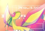  animal_focus claws closed_mouth commentary_request dragon flygon gen_3_pokemon gradient gradient_background half-closed_eyes jpeg_artifacts looking_up no_humans number orange_background pokedex_number pokemon pokemon_(creature) red_eyes ronen simple_background solo upper_body wings 