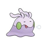  =3 closed_eyes creature full_body gen_6_pokemon goomy no_humans numera_goomy open_mouth pokemon pokemon_(creature) simple_background solo white_background 