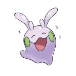  closed_eyes creature full_body gen_6_pokemon goomy happy highres no_humans numera_goomy open_mouth pokemon pokemon_(creature) simple_background solo white_background 