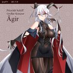  2021 absurdly_long_hair absurdres aegir_(azur_lane) artist_name azur_lane bare_shoulders black_cape black_dress black_gloves bodystocking boots breast_curtains breasts cape character_name covered_navel cross cross_earrings demon_horns dress earrings eyebrows_visible_through_hair gloves hebitsukai-san highres horns iron_cross jewelry knee_boots large_breasts long_hair looking_at_viewer medal microdress multicolored_hair panties redhead revealing_clothes simple_background single_knee_boot skin_tight skindentation sleeves streaked_hair string_panties two-tone_hair underwear very_long_hair white_hair yellow_eyes 