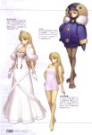  alternate_costume ar_tonelico ar_tonelico_ii barefoot bird blonde_hair breasts capelet chroche_latel_pastalie cleavage costume_chart curly_hair dress earrings fur gloves gust hand_on_hip highres jewelry legs long_hair nagi_(artist) nagi_ryou naked_towel necklace official_art pantyhose penguin purple_eyes scan solo tiara towel violet_eyes wedding_dress 