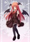  head_wings headwings koakuma long_hair pantyhose red_eyes red_hair redhead solo touhou wings yamasan 