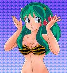  bikini bra breasts green_hair horns long_hair lum oni solo swimsuit tagme urusei_yatsura 