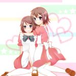  blush brother_and_sister green_eyes hair_ornament hairclip kinoshita_hideyoshi kinoshita_yuuko na_(pixiv87988) short_hair siblings thighhighs trap twins 