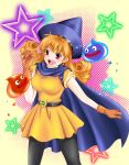  blush breasts cape dragon_quest dragon_quest_iv earrings gloves hat jewelry large_breasts long_hair moon-p open_mouth orange_hair pantyhose red_eyes slime_(dragon_quest) smile star 