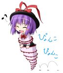 blush_stickers capelet chibi frills ichimi musical_note nagae_iku purple_hair shawl smile solo touhou 