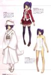  alternate_costume ar_tonelico ar_tonelico_ii barefoot black_legwear blue_hair bow costume_chart dress gust hair_bow hair_ornament hair_ribbon hat highres japanese_clothes kimono legs loafers luca_truelywaath nagi_(artist) nagi_ryou naked_towel official_art pleated_skirt ponytail purple_hair ribbon sandals scan shoes short_hair side_ponytail skirt smile solo thigh-highs thighhighs towel uchikake wedding_dress yellow_eyes zettai_ryouiki 