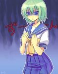  blue_eyes depressed flat_chest green_hair iwasaki_minami lucky_star sankusa school_uniform serafuku shaded_face short_hair 
