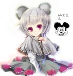  animal_ears disney eyelashes flower jewelry looking_at_viewer mickey_mouse mouse_ears nail_polish nazrin oke pendant red_rose rose smile solo touhou 