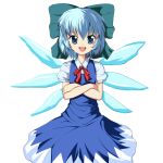  artist_request blue_eyes blue_hair cirno crossed_arms ribbon short_hair touhou wings ⑨ 