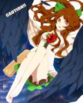  bow brown_hair eyes feet hair_bow long_hair mousariababa red_eyes reiuji_utsuho solo touhou wings 