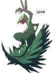  arm_up blurry commentary_request gen_3_pokemon looking_down morio_(poke_orio) motion_blur no_humans number open_mouth pokedex_number pokemon pokemon_(creature) sceptile simple_background solo tongue white_background 