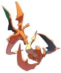  blurry charizard claws eye_contact fangs fire flame gen_1_pokemon looking_at_another morio_(poke_orio) no_humans open_mouth pokemon pokemon_(creature) simple_background white_background 