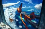  above_clouds aircraft airplane building clouds commentary_request day deoxys deoxys_(attack) deoxys_(defense) deoxys_(speed) flying gen_3_pokemon glass glint guodon mythical_pokemon pokemon pokemon_(creature) pokemon_duel shiny sky translation_request window 