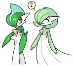  1boy 1girl ^_^ bangs blue_hair blush bob_cut closed_eyes closed_mouth colored_skin commentary_request flat_chest gallade gardevoir gen_3_pokemon gen_4_pokemon green_hair green_skin hair_over_one_eye happy looking_at_another looking_to_the_side lotosu multicolored multicolored_hair multicolored_skin musical_note partial_commentary pokemon pokemon_(creature) red_eyes shiny shiny_hair short_hair sketch smile speech_bubble spoken_musical_note standing two-tone_hair two-tone_skin walking white_skin 