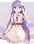  1girl bangs bb_(fate) bb_(fate)_(all) blush breasts fate/extra fate/extra_ccc fate_(series) hair_ribbon highres large_breasts long_hair looking_at_viewer open_mouth purple_hair red_ribbon ribbon sai_(saipoko) smile solo very_long_hair violet_eyes 