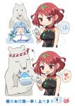  2girls bangs bear black_swimsuit breasts chest_jewel competition_swimsuit food highres ice_cream large_breasts ma2acworks multiple_girls one-piece_swimsuit polar_bear pyra_(pro_swimmer)_(xenoblade) pyra_(xenoblade) red_eyes red_swimsuit redhead short_hair swept_bangs swimsuit two-tone_swimsuit ursula_(xenoblade) xenoblade_chronicles_(series) xenoblade_chronicles_2 