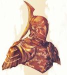  1other ambiguous_gender armor breastplate commentary english_commentary full_armor helmet highres monochrome orange_theme pauldrons shimhaq shoulder_armor solo souls_(series) upper_body 