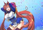  1girl animal_ears breasts curvy daiwa_scarlet_(umamusume) highres horse_ears horse_girl horse_tail large_breasts long_hair moke_ro solo tail twintails umamusume very_long_hair 