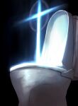  absurdres bidet black_background cross glowing highres lens_flare neon_genesis_evangelion no_humans parody shiburingaru solo toilet what 