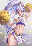  1girl absurdres armpits artist_name belly breasts cheerleader commission commissioner_upload electricity fire_emblem fire_emblem:_genealogy_of_the_holy_war fire_emblem_heroes hair_ornament heart highres holding iria_(yumeirokingyo) ishtar_(fire_emblem) jewelry long_hair looking_at_viewer midriff signature watermark 