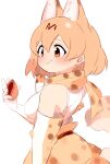  animal_ears eating food gloves highres holding holding_food kemono_friends otoma_(matoi0603) scarf serval serval_(kemono_friends) serval_print 