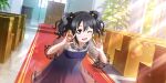  black_hair blush dress long_hair love_live!_school_idol_festival_all_stars red_eyes smile twintails wink yazawa_nico 