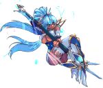  1girl breasts lance large_breasts negresco perun_(xenoblade) polearm simple_background solo under_boob weapon white_background xenoblade_chronicles_(series) xenoblade_chronicles_2 