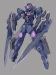  arm_blade grey_background gundam gundam_00 gundam_astraea_type-x_finsternis highres mashibon mecha mobile_suit no_humans one-eyed pink_eyes science_fiction solo v-fin weapon 