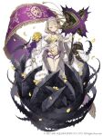  1girl banner bikini blonde_hair briar_rose_(sinoalice) flower frilled_bikini frills full_body fur_coat half-closed_eyes holding holding_weapon ji_no looking_at_viewer mace official_art petals rose sinoalice solo square_enix swimsuit tattoo thorns tiara weapon white_background yellow_eyes 