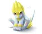  blush commentary_request fluffy full_body gen_3_pokemon kikuyoshi_(tracco) looking_at_viewer manectric no_humans number paws pokedex_number pokemon pokemon_(creature) red_eyes sitting solo toes white_background yellow_fur 