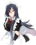  1girl absurdres auo123 black_hair brown_eyes closed_mouth eyebrows_visible_through_hair eyes_visible_through_hair frills heart highres long_hair looking_at_viewer maid maid_headdress origami_yukari simple_background sketch solo toji_no_miko white_background 