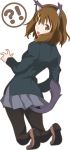  akaho_sakura animal_ears bad_id beniho_sakura brown_eyes brown_hair cat_ears cat_tail hirasawa_yui k-on! kemonomimi_mode looking_back pantyhose school_uniform short_hair solo tail 