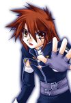  brown_hair kratos_aurion male short_hair simple_background solo tales_of_symphonia 
