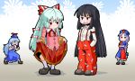  chibi cosplay costume_switch fujiwara_no_mokou fujiwara_no_mokou_(cosplay) houraisan_kaguya houraisan_kaguya_(cosplay) kamishirasawa_keine touhou yagokoro_eirin 