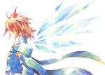   closed_eyes kratos_aurion male redhead short_hair simple_background solo tales_of_symphonia wings  