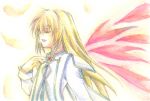   blonde_hair colette_brunel closed_eyes open_mouth solo tales_of_symphonia wings  