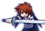  brown_eyes brown_hair kratos_aurion male short_hair simple_background solo sword tales_of_symphonia 