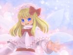  blue_eyes capelet fairy hat lily_white long_sleeves multiple_wings open_mouth pale_color pink pleiad ribbon solo touhou wings 