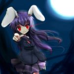  bad_id blazer bunny_ears business_suit glowing glowing_eyes long_hair moon night pasutel pointing pointing_at_viewer purple_hair rabbit_ears red_eyes reisen_udongein_inaba school_uniform skirt solo touhou 