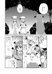  ascot bat_wings bow comic dress fang futatsuki_hisame hat head_wings headwings highres koakuma long_hair monochrome patchouli_knowledge remilia_scarlet short_hair soutsuki_hisame touhou translated translation_request vampire wings 